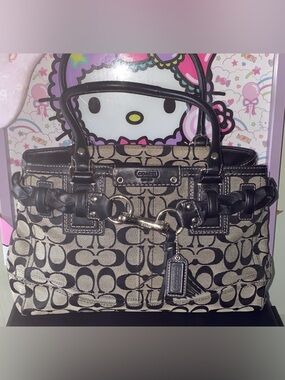 Coach Black Signature Canvas Satchel Tote